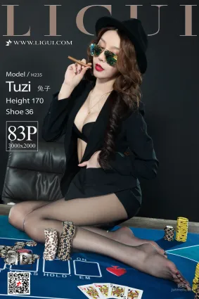 模特兔子《黑丝棋牌官》 [丽柜Ligui] 美腿丝足写真集