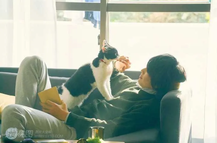 日本帅哥福士苍汰日常逗猫生活照片