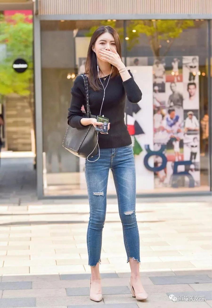 街拍身材好，颜值高