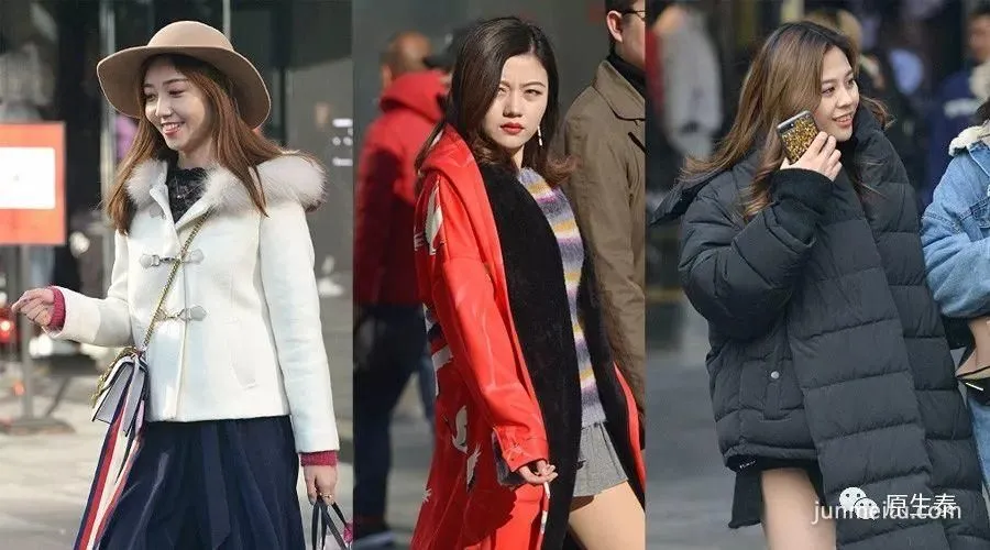 街拍寒冬反季节穿衣的美女，格外惹眼！