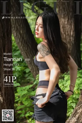 [丽柜Ligui] Model 甜甜 - 户外黑丝人体