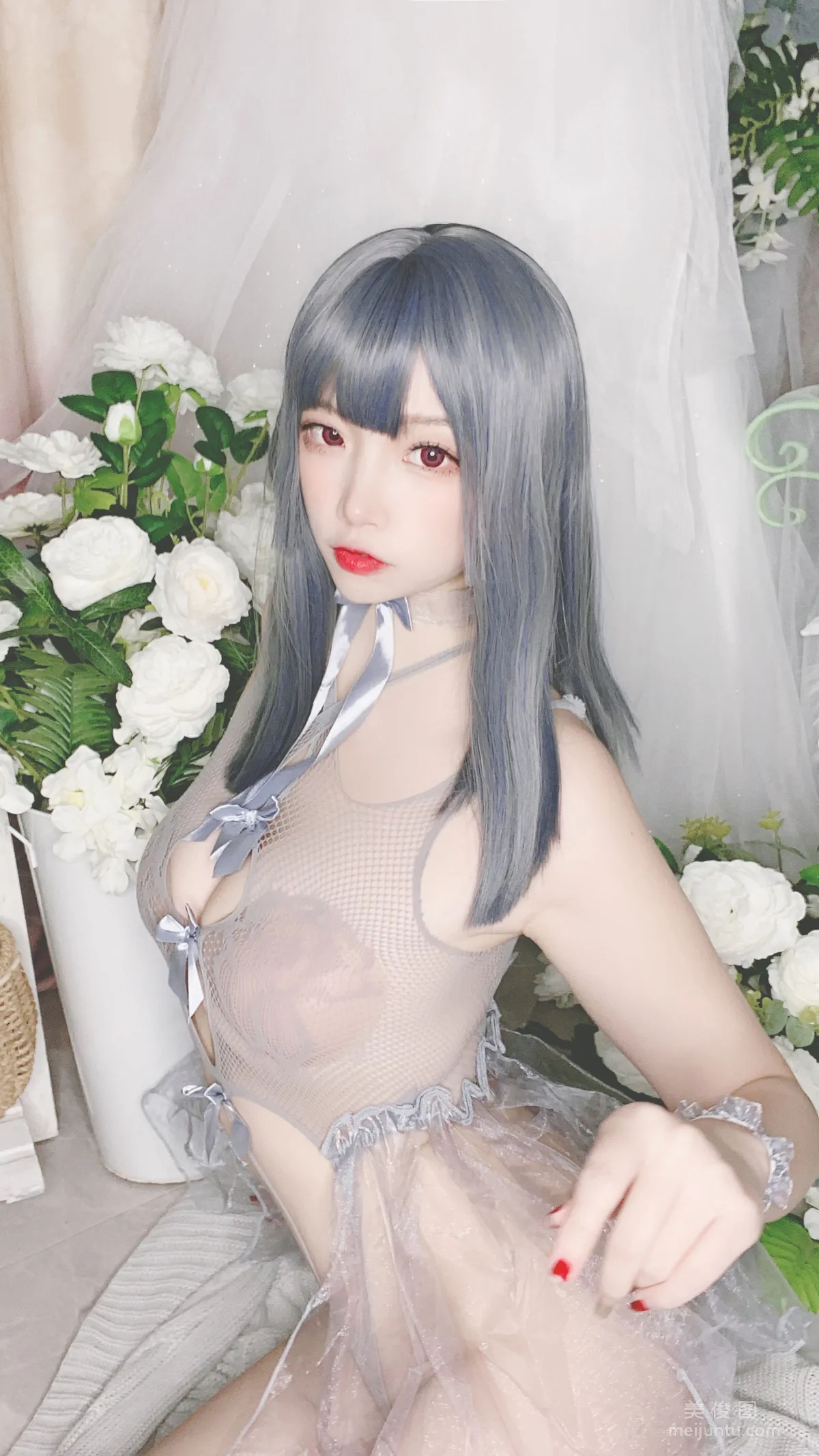 [Cosplay] 人气Coser二佐Nisa - 蓝色网状比基尼