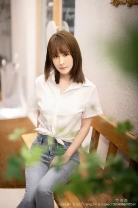 [美媛馆MyGirl] Vol.540 蔡文钰Abby - 经典的白衬衫与直爽牛仔裤