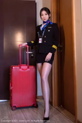 空乘小姐姐顾乔楠 制服机长长发飘逸