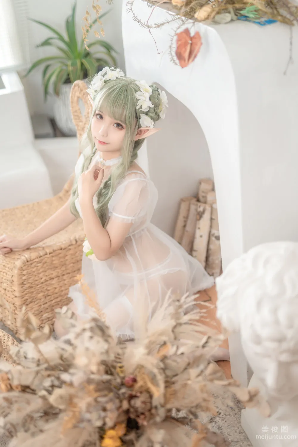 [网红COSER写真] 蠢沫沫 - 尖耳国度 绿精灵 套图